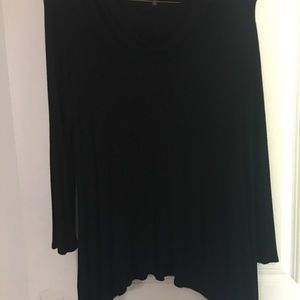 Cowl neck asymmetrical sides tunic top